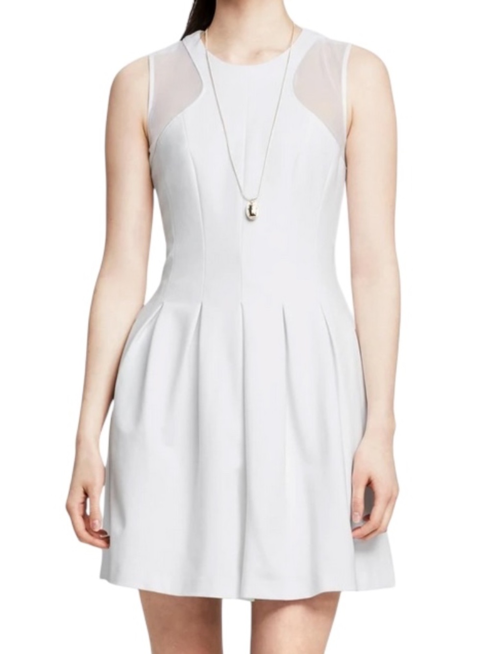 Banana Republic Mesh Ponte Fit & Flare Mini Dress - White Size 2P